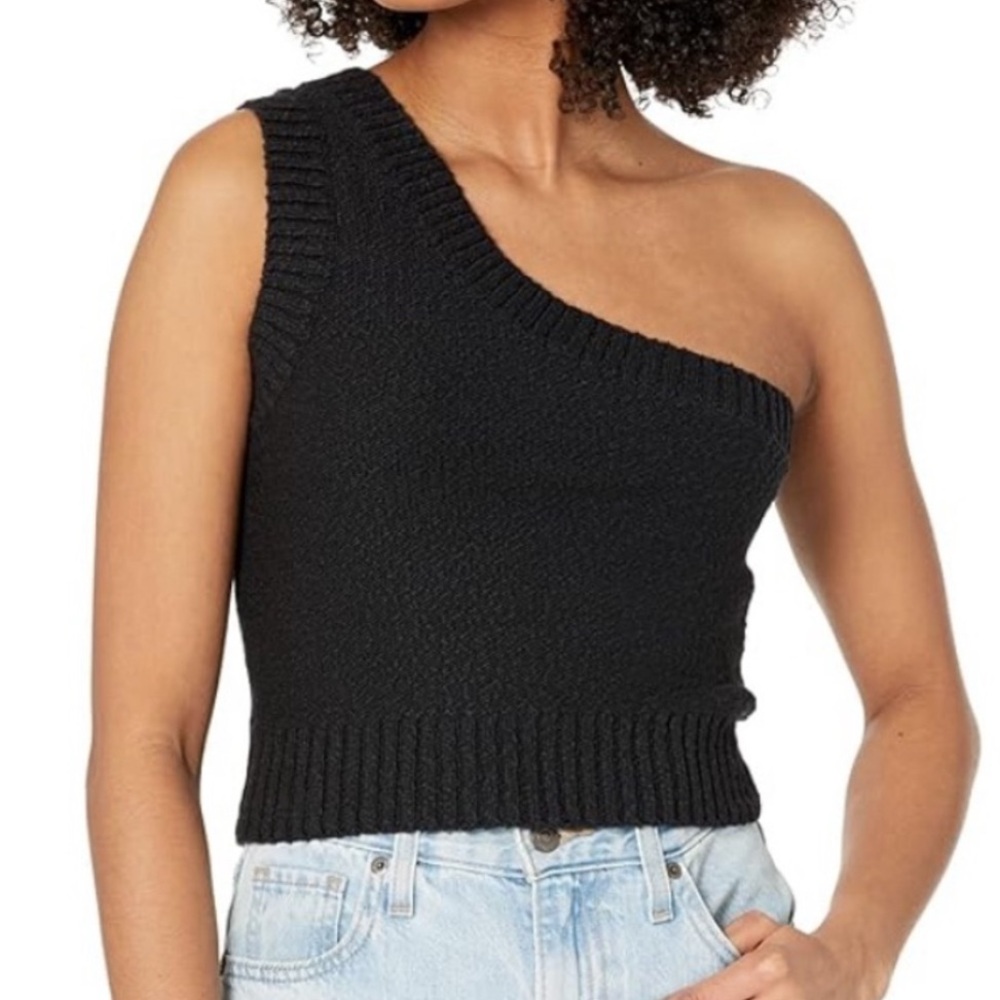 Madewell One-Shoulder Black Sweater Tank